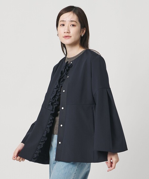 UNITED ARROWS（ユナイテッドアローズ）の「LIGHT SPONGY フリル コート（その他アウター・レディース・ネイビー/ブラック・38/36）」の2枚目の写真