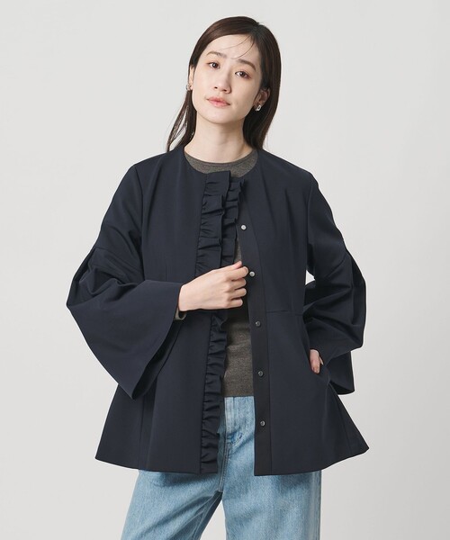 UNITED ARROWS（ユナイテッドアローズ）の「LIGHT SPONGY フリル コート（その他アウター・レディース・ネイビー/ブラック・38/36）」の3枚目の写真