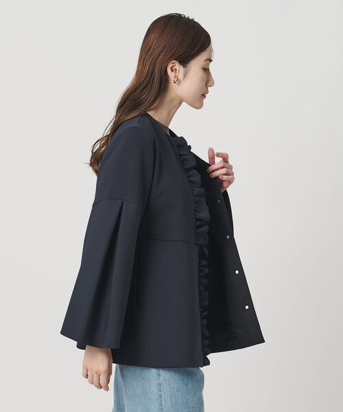 UNITED ARROWS（ユナイテッドアローズ）の「LIGHT SPONGY フリル コート（その他アウター・レディース・ネイビー/ブラック・38/36）」の4枚目の写真