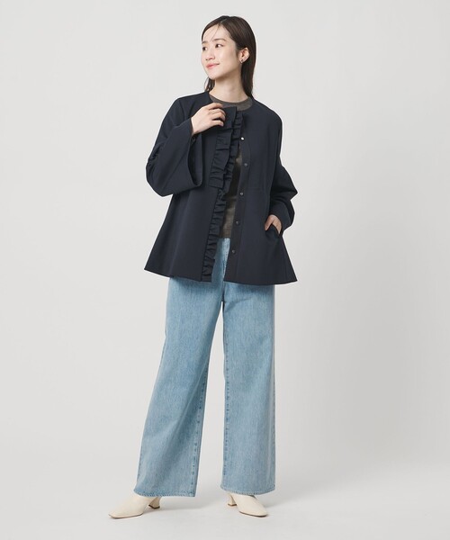 UNITED ARROWS（ユナイテッドアローズ）の「LIGHT SPONGY フリル コート（その他アウター・レディース・ネイビー/ブラック・38/36）」の5枚目の写真