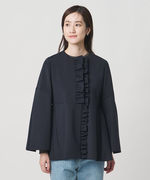 UNITED ARROWS（ユナイテッドアローズ）の「LIGHT SPONGY フリル コート（その他アウター・レディース・ネイビー/ブラック・38/36）」の10枚目の写真