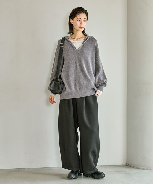 LAKOLE（ラコレ）の「裏起毛コクーンイージーパンツ / 625325（スウェットパンツ・レディース・杢グレー/ブラック・FREE）」の3枚目の写真