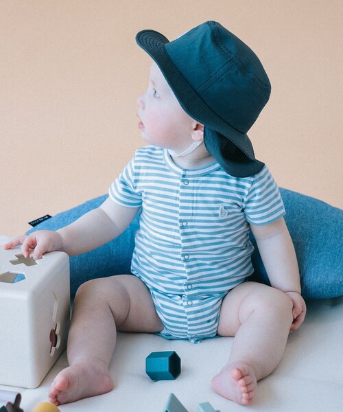 こども ビームス(コドモビームス)の「ベビー 前開き ボーダー ボディスーツ 2026SS(50~80cm)(ロンパース・キッズ・イエロー系その他4/サックスブルー/ピンク・70-80/60-70/50-60)」の2枚目の写真