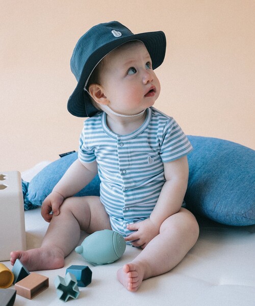 こども ビームス(コドモビームス)の「ベビー 前開き ボーダー ボディスーツ 2026SS(50~80cm)(ロンパース・キッズ・イエロー系その他4/サックスブルー/ピンク・70-80/60-70/50-60)」の8枚目の写真