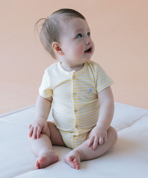 こども ビームス(コドモビームス)の「ベビー 前開き ボーダー ボディスーツ 2026SS(50~80cm)(ロンパース・キッズ・イエロー系その他4/サックスブルー/ピンク・70-80/60-70/50-60)」の9枚目の写真