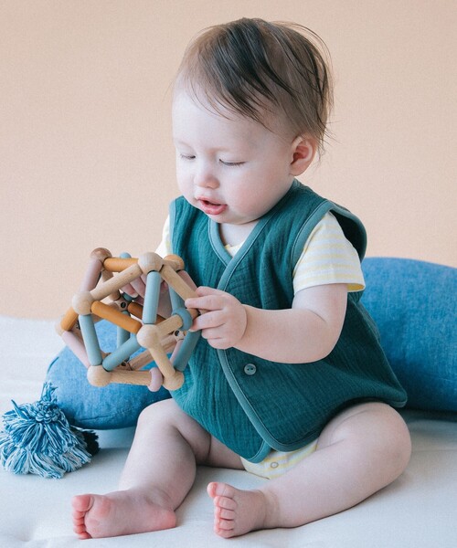 こども ビームス(コドモビームス)の「ベビー 前開き ボーダー ボディスーツ 2026SS(50~80cm)(ロンパース・キッズ・イエロー系その他4/サックスブルー/ピンク・70-80/60-70/50-60)」の10枚目の写真