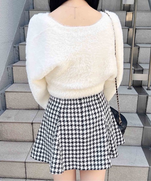 INGNI（イング）の「フェザーボレロニット＋ベアキャミセット（カーディガン/ボレロ・レディース・オフホワイト/チャコールグレー/ピンク・M）」の8枚目の写真