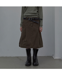 COTTON TAILORED MIDI SKIRT (BROWN)