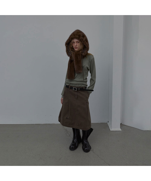 LCDC TM(エルシーディーシーティーエム)の「COTTON TAILORED MIDI SKIRT (BROWN)(スカート・レディース・その他・SMALL/MEDIUM)」の5枚目の写真