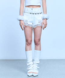 REPAIRED LACE SHORTS_WHITE