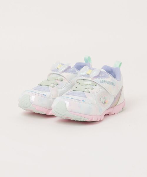 MoonStar（ムーンスター）の「LUVRUSH. by SUPERSTAR ラブラッシュ バイ スーパースター キッズ スニーカー 子供靴 運動会 パワーバネ ストラップシューズ LV 1251（スニーカー・キッズ・ホワイト系その他/ピンク/ライトブルー/パープル・16.0cm/16.5cm/17.0cm/17.5cm/18.0cm/18.5cm/19.0cm）」の2枚目の写真