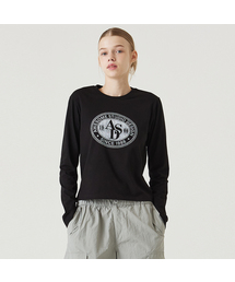 長袖サークルシンボルスリムTシャツブラック