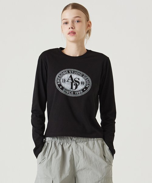 AWESOME STUDIO(オーサムスタジオ)の「長袖サークルシンボルスリムTシャツブラック(Tシャツ/カットソー・レディース・その他・FREE)」の2枚目の写真