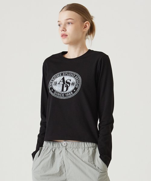 AWESOME STUDIO(オーサムスタジオ)の「長袖サークルシンボルスリムTシャツブラック(Tシャツ/カットソー・レディース・その他・FREE)」の3枚目の写真