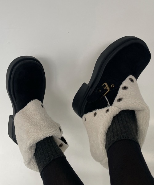 gossip!ロサンゼルス(ゴシップロサンゼルス)の「Y2K スノーブーツ ムートンブーツ2WAY もこもこ ボア ふわふわ 裏起毛 冬靴(ブーツ・レディース・キャメル/ブラック・S/M/L/XL)」の19枚目の写真