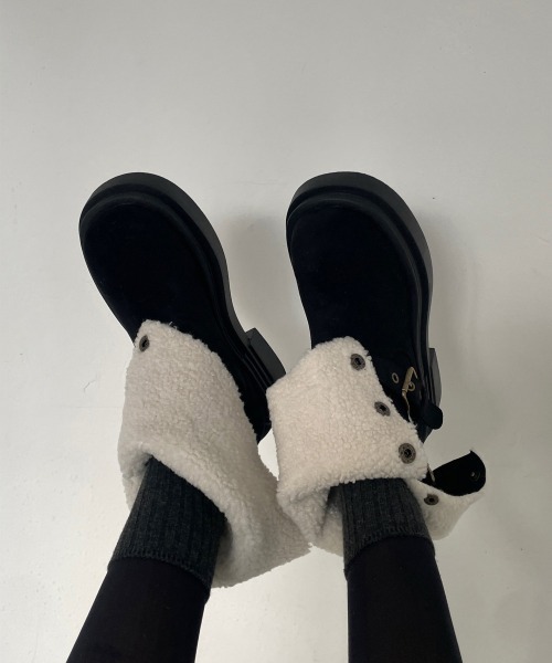 gossip!ロサンゼルス(ゴシップロサンゼルス)の「Y2K スノーブーツ ムートンブーツ2WAY もこもこ ボア ふわふわ 裏起毛 冬靴(ブーツ・レディース・キャメル/ブラック・S/M/L/XL)」の21枚目の写真