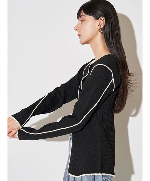 ELENDEEK（エレンディーク）の「バイカラーアンサンブルニット（カーディガン/ボレロ・レディース・アイボリー/ブラック/ラベンダー・FREE）」の17枚目の写真