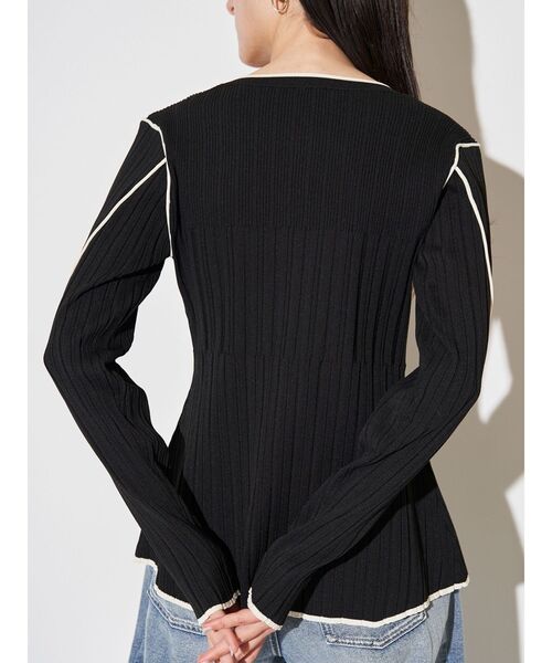 ELENDEEK（エレンディーク）の「バイカラーアンサンブルニット（カーディガン/ボレロ・レディース・アイボリー/ブラック/ラベンダー・FREE）」の18枚目の写真