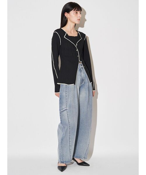 ELENDEEK（エレンディーク）の「バイカラーアンサンブルニット（カーディガン/ボレロ・レディース・アイボリー/ブラック/ラベンダー・FREE）」の21枚目の写真