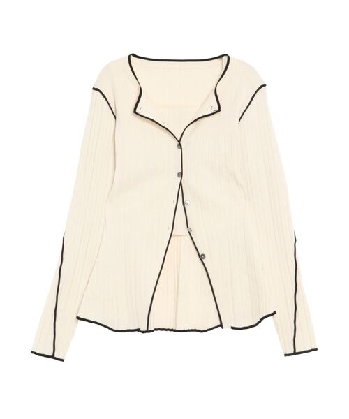 ELENDEEK（エレンディーク）の「バイカラーアンサンブルニット（カーディガン/ボレロ・レディース・アイボリー/ブラック/ラベンダー・FREE）」の5枚目の写真