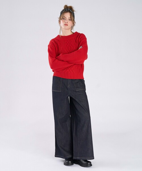 To b. by agnes b.（トゥービーバイアニエスベー）の「ウールアクリルケーブルプルオーバー（ニット/セーター・レディース・レッド・FREE）」の10枚目の写真