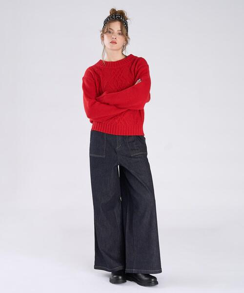 To b. by agnes b.（トゥービーバイアニエスベー）の「ウールアクリルケーブルプルオーバー（ニット/セーター・レディース・レッド・FREE）」の12枚目の写真