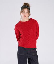 ウールアクリルケーブルプルオーバー