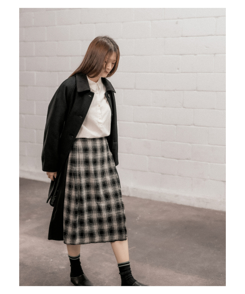 COTTON BELL(コットンベル)の「Check Overlap Skirt - Black Check(スカート・レディース・その他・FREE)」の10枚目の写真