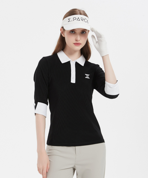 E.PARCA(イパルカ)の「ブラックマスカラ7部スリーブトップ(ポロシャツ・レディース・その他・SMALL/MEDIUM/LARGE)」の2枚目の写真