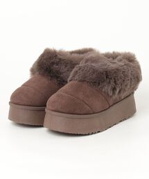 Dedes/厚底ファー モックシューズ ムートンブーツ 軽量 スエード ユニセックス(6411)