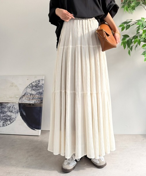 Classical Evon(クラシカルエヴォン)の「【Classical Evon】甘くない、大人のティアード。シアーな抜け感と美シルエット。3段プリーツティアードスカート(スカート・レディース・アイボリー/ブラック・SMALL/MEDIUM/LARGE/X-LARGE)」の18枚目の写真