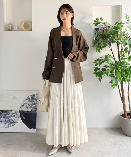 Classical Evon(クラシカルエヴォン)の「【Classical Evon】甘くない、大人のティアード。シアーな抜け感と美シルエット。3段プリーツティアードスカート(スカート・レディース・アイボリー/ブラック・SMALL/MEDIUM/LARGE/X-LARGE)」の15枚目の写真