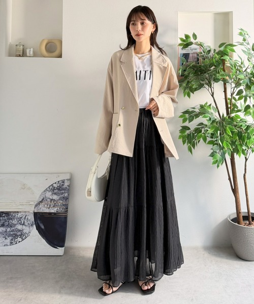 Classical Evon(クラシカルエヴォン)の「【Classical Evon】甘くない、大人のティアード。シアーな抜け感と美シルエット。3段プリーツティアードスカート(スカート・レディース・アイボリー/ブラック・SMALL/MEDIUM/LARGE/X-LARGE)」の22枚目の写真