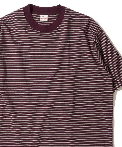 Healthknit(ヘルスニット)の「【Healthknit】Classic Border Jersey Wide Crewneck S/S / クラシック ボーダー ワイドクルーネックTシャツ(Tシャツ/カットソー・メンズ・ブラック/パープル・X-LARGE/LARGE/MEDIUM)」の2枚目の写真