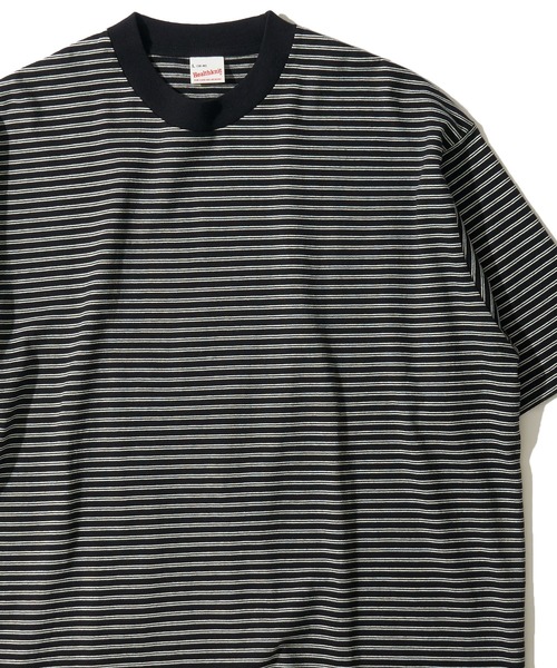 Healthknit(ヘルスニット)の「【Healthknit】Classic Border Jersey Wide Crewneck S/S / クラシック ボーダー ワイドクルーネックTシャツ(Tシャツ/カットソー・メンズ・ブラック/パープル・X-LARGE/LARGE/MEDIUM)」の1枚目の写真