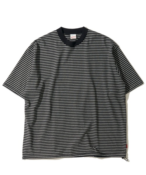 Healthknit(ヘルスニット)の「【Healthknit】Classic Border Jersey Wide Crewneck S/S / クラシック ボーダー ワイドクルーネックTシャツ(Tシャツ/カットソー・メンズ・ブラック/パープル・X-LARGE/LARGE/MEDIUM)」の4枚目の写真