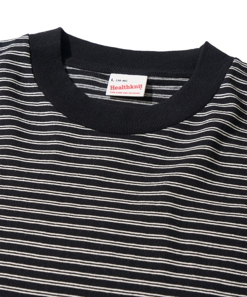 Healthknit(ヘルスニット)の「【Healthknit】Classic Border Jersey Wide Crewneck S/S / クラシック ボーダー ワイドクルーネックTシャツ(Tシャツ/カットソー・メンズ・ブラック/パープル・X-LARGE/LARGE/MEDIUM)」の9枚目の写真