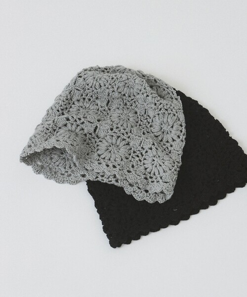 Ray BEAMS（レイビームス）の「フリル ハンド ニット帽（ニットキャップ/ビーニー・レディース・グレー/オフホワイト・ONE SIZE）」の2枚目の写真