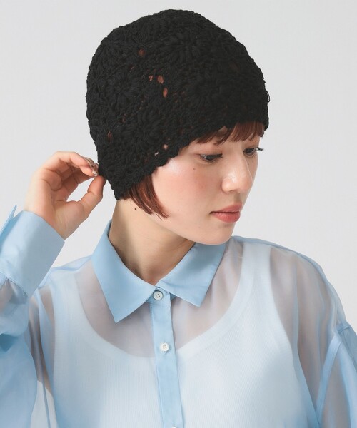 Ray BEAMS（レイビームス）の「フリル ハンド ニット帽（ニットキャップ/ビーニー・レディース・グレー/オフホワイト・ONE SIZE）」の4枚目の写真