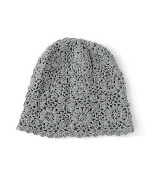 Ray BEAMS（レイビームス）の「フリル ハンド ニット帽（ニットキャップ/ビーニー・レディース・グレー/オフホワイト・ONE SIZE）」の5枚目の写真