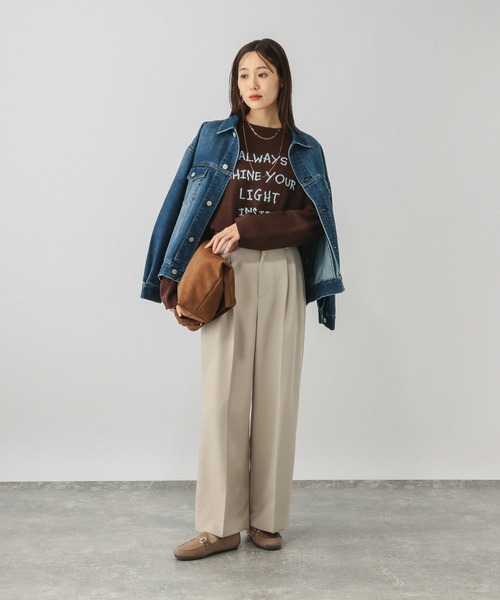 GLOBAL WORK(グローバルワーク)の「お手入れラクラクセットアップ/ワイドパンツ/611216(その他パンツ・レディース・ブラウン/ネイビー/チャコールグレー/ライトベージュ・LARGE/MEDIUM/SMALL)」の10枚目の写真