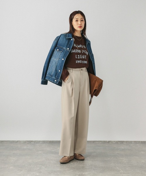 GLOBAL WORK(グローバルワーク)の「お手入れラクラクセットアップ/ワイドパンツ/611216(その他パンツ・レディース・ブラウン/ネイビー/チャコールグレー/ライトベージュ・LARGE/MEDIUM/SMALL)」の12枚目の写真