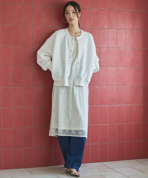 Doux archives（ドゥアルシーヴ）の「ボンディングスナップカーディガン（カーディガン/ボレロ・レディース・ピンク/オフホワイト/ブラック・FREE）」の6枚目の写真