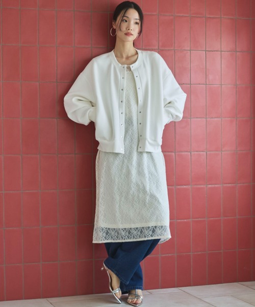 Doux archives（ドゥアルシーヴ）の「ボンディングスナップカーディガン（カーディガン/ボレロ・レディース・ピンク/オフホワイト/ブラック・FREE）」の7枚目の写真