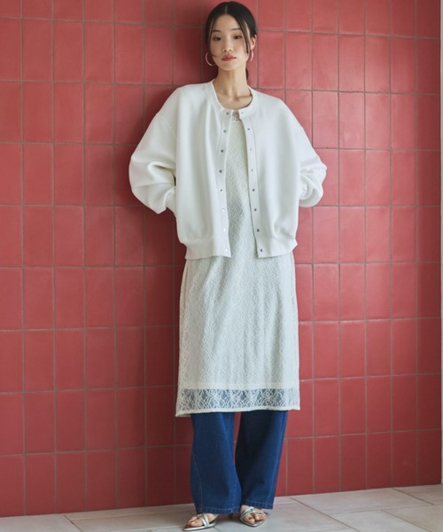 Doux archives（ドゥアルシーヴ）の「ボンディングスナップカーディガン（カーディガン/ボレロ・レディース・ピンク/オフホワイト/ブラック・FREE）」の8枚目の写真