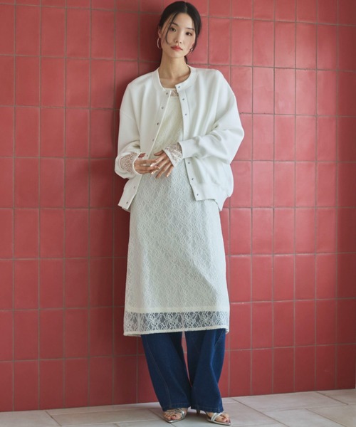 Doux archives（ドゥアルシーヴ）の「ボンディングスナップカーディガン（カーディガン/ボレロ・レディース・ピンク/オフホワイト/ブラック・FREE）」の10枚目の写真