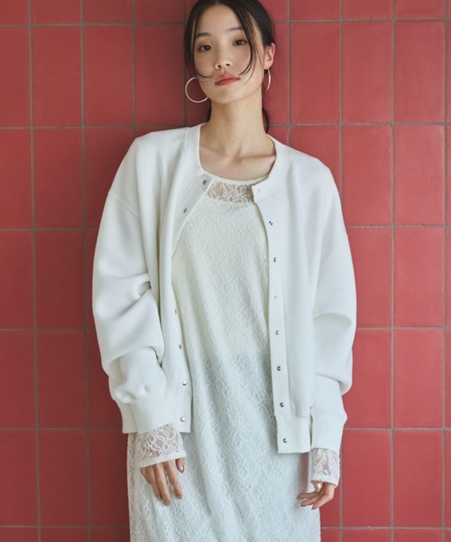 Doux archives（ドゥアルシーヴ）の「ボンディングスナップカーディガン（カーディガン/ボレロ・レディース・ピンク/オフホワイト/ブラック・FREE）」の17枚目の写真