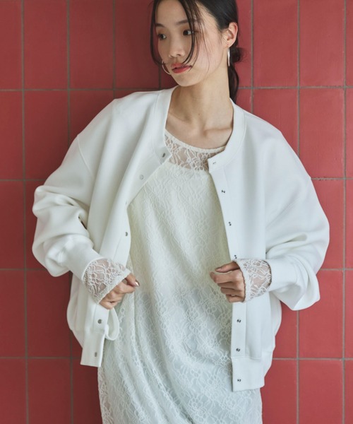 Doux archives（ドゥアルシーヴ）の「ボンディングスナップカーディガン（カーディガン/ボレロ・レディース・ピンク/オフホワイト/ブラック・FREE）」の18枚目の写真