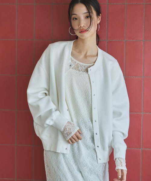 Doux archives（ドゥアルシーヴ）の「ボンディングスナップカーディガン（カーディガン/ボレロ・レディース・ピンク/オフホワイト/ブラック・FREE）」の19枚目の写真