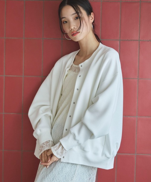 Doux archives（ドゥアルシーヴ）の「ボンディングスナップカーディガン（カーディガン/ボレロ・レディース・ピンク/オフホワイト/ブラック・FREE）」の21枚目の写真